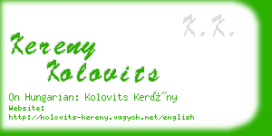 kereny kolovits business card